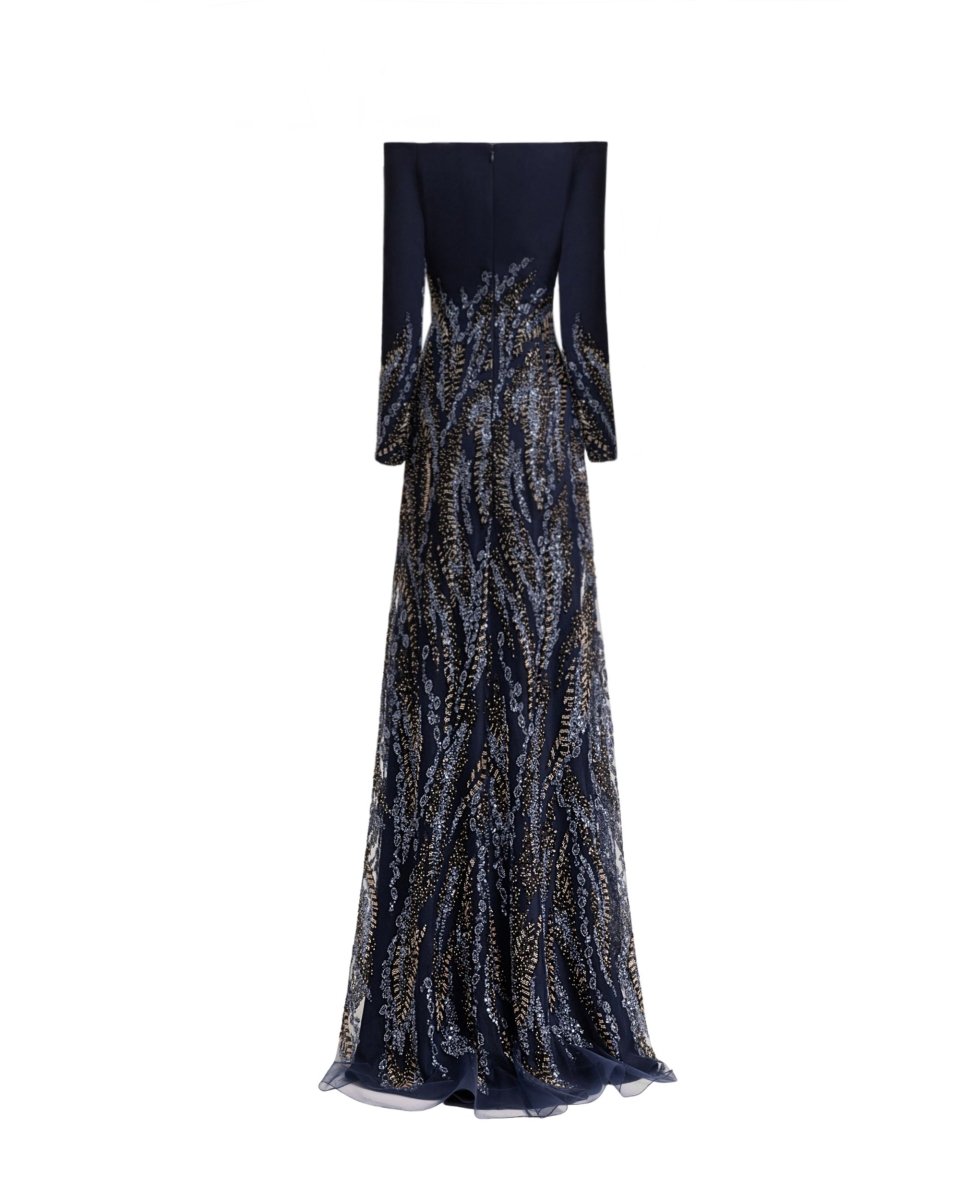 Long Sleeves Beaded Dress