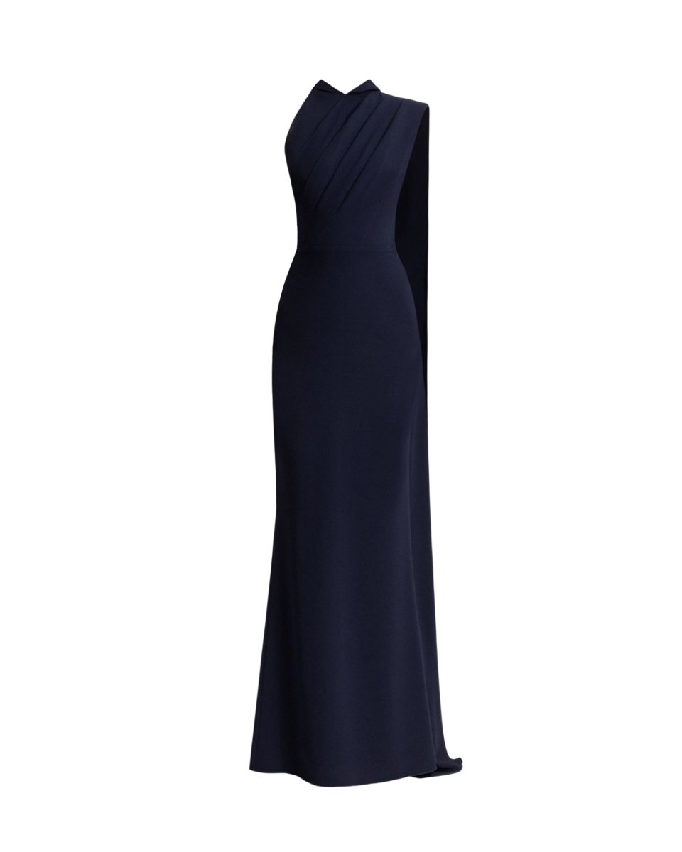 Padded Shoulder Dress with Cape