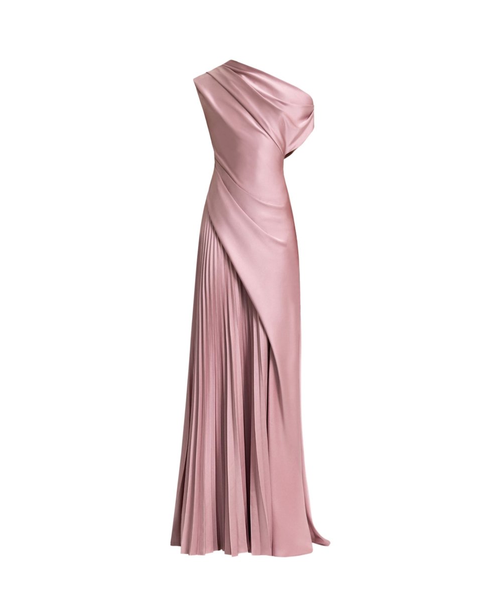 Asymmetrical Plissé Under-Skirt Dress