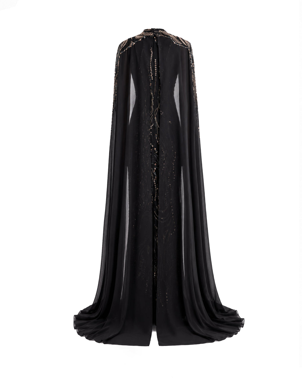 Beaded V-Neck Cape Dress