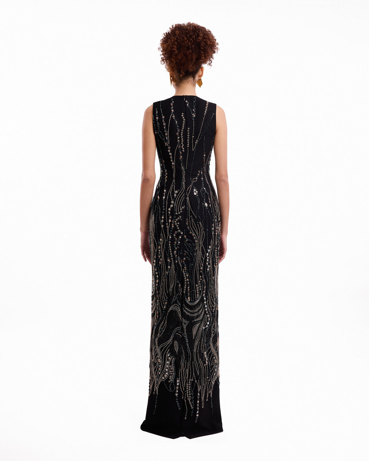 Beaded V-Neck Cape Dress