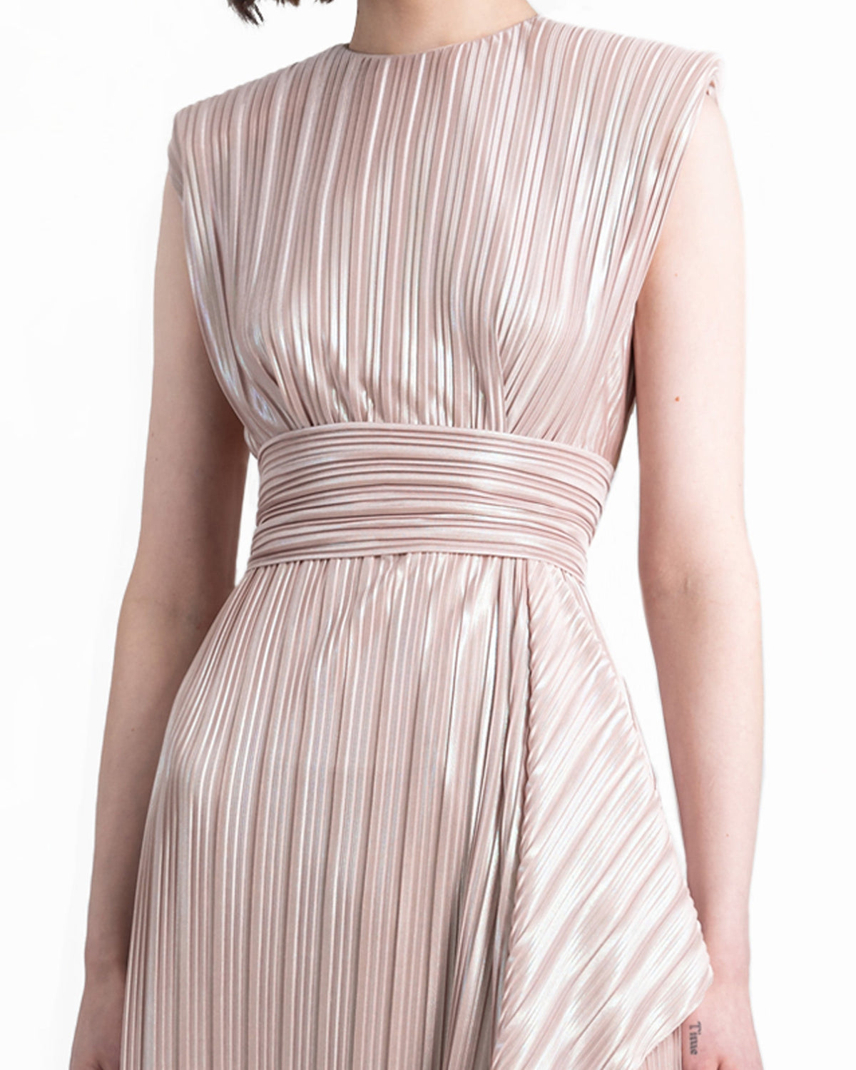 Straight Blush Ruffled Dress