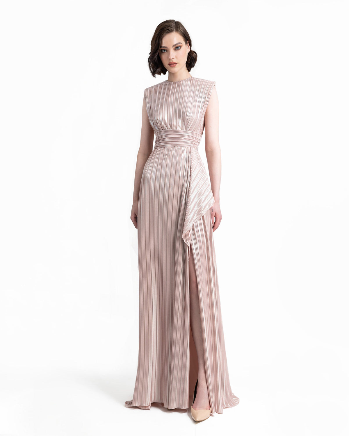 Straight Blush Ruffled Dress