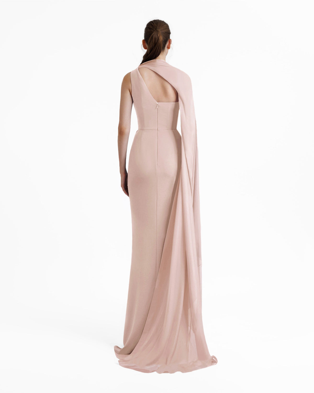 Asymmetrical Draping Crepe Dress