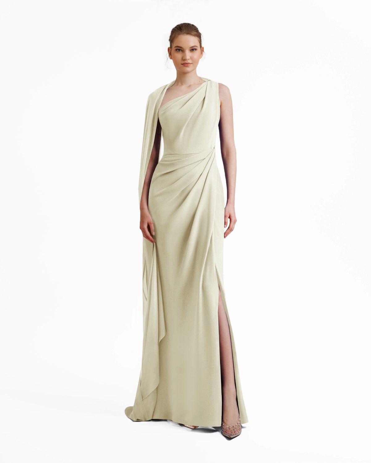 Asymmetrical Draping Crepe Dress