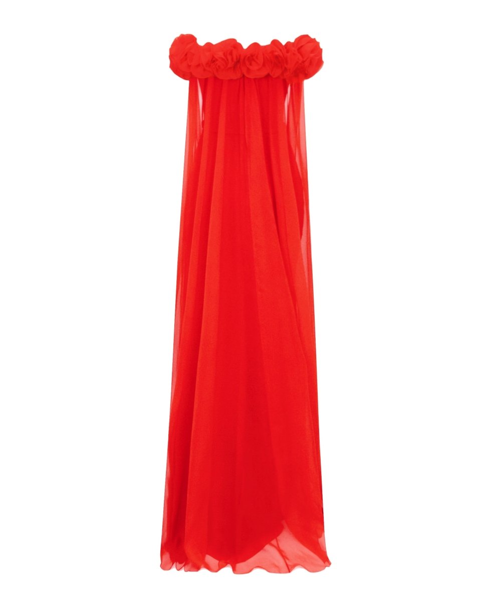 Off-The-Shoulders With Flower Embellisment Dress