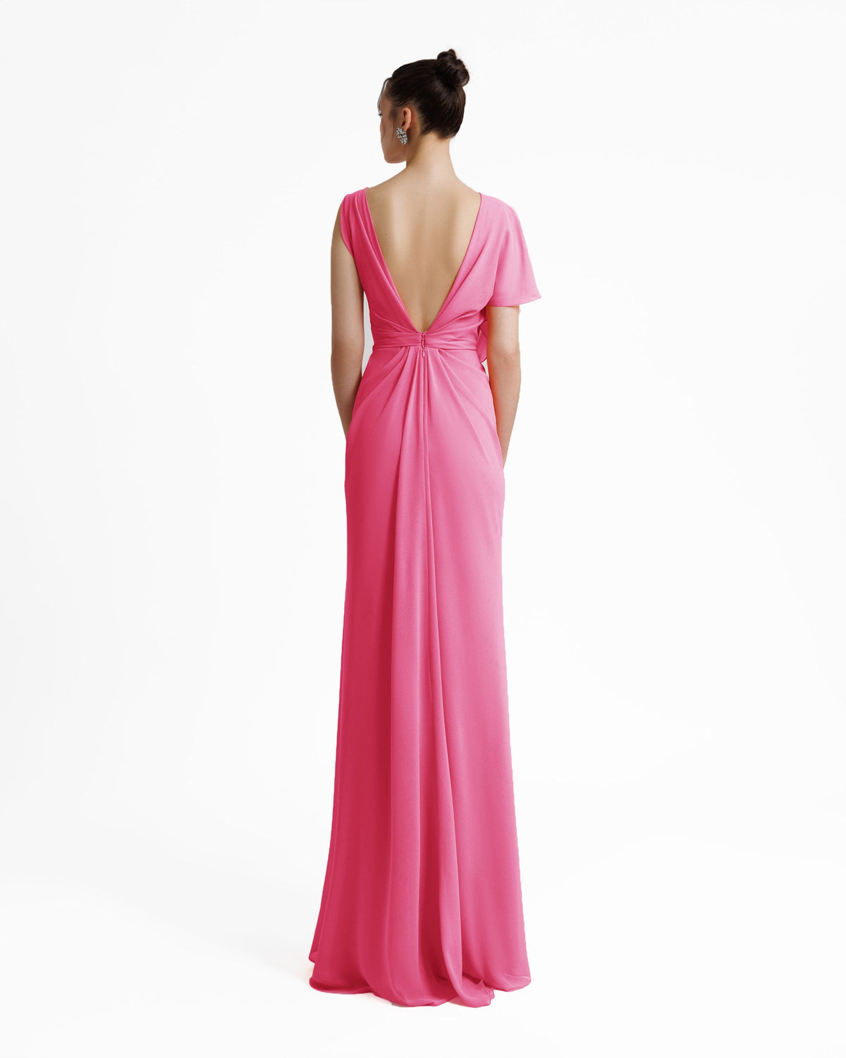 Open V-Shaped Back Pink Dress