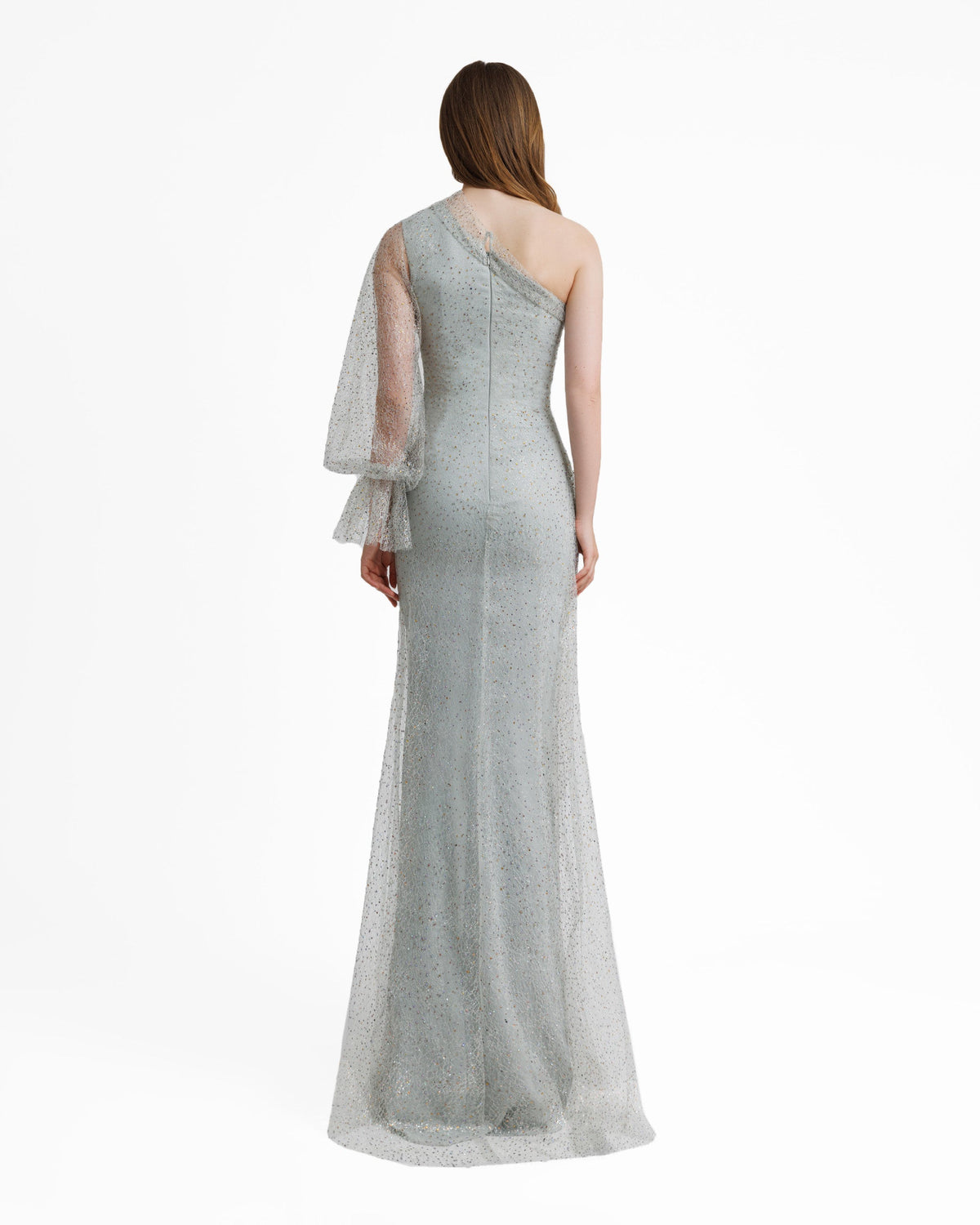 One Shoulder Dress With A Puffed Sleeve
