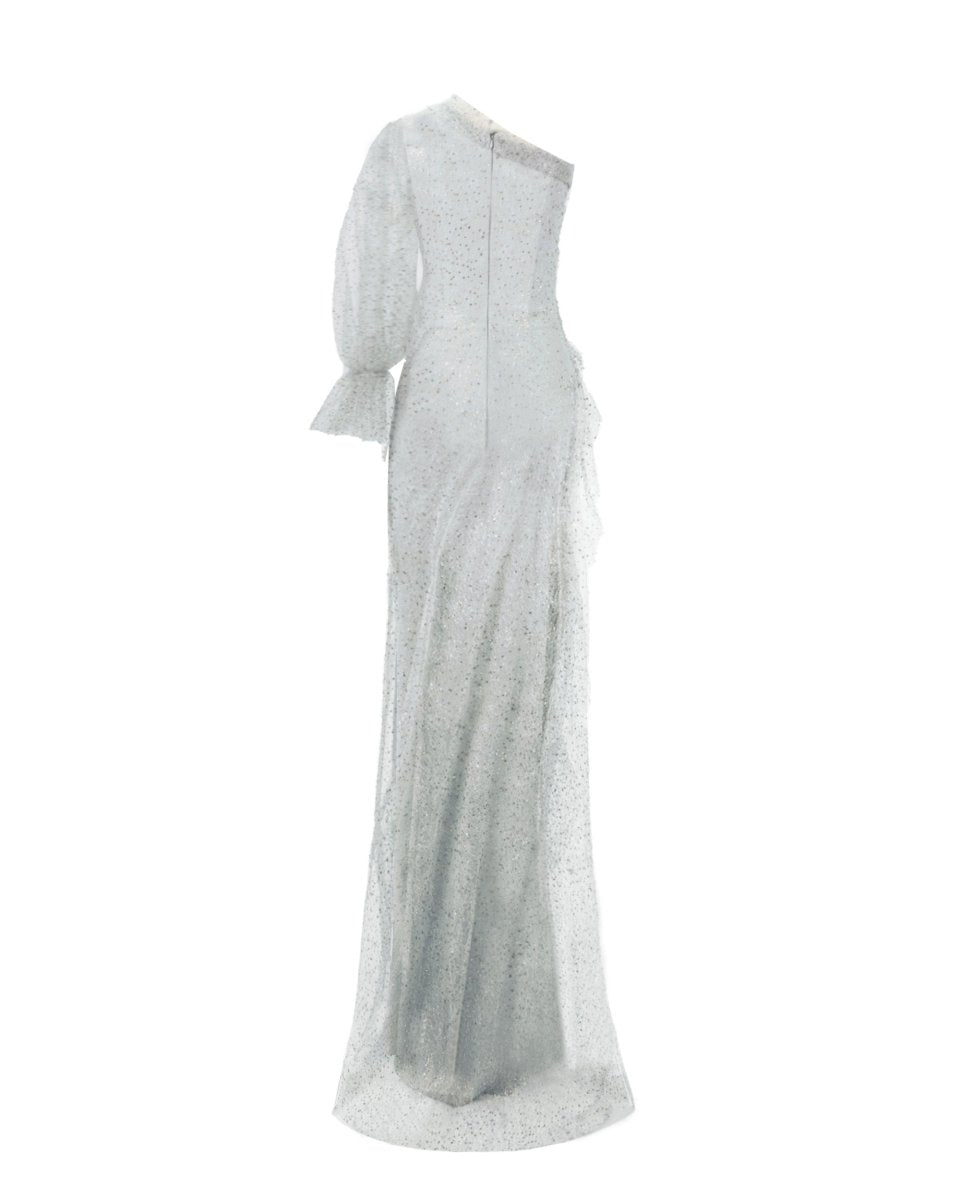 One Shoulder Dress With A Puffed Sleeve