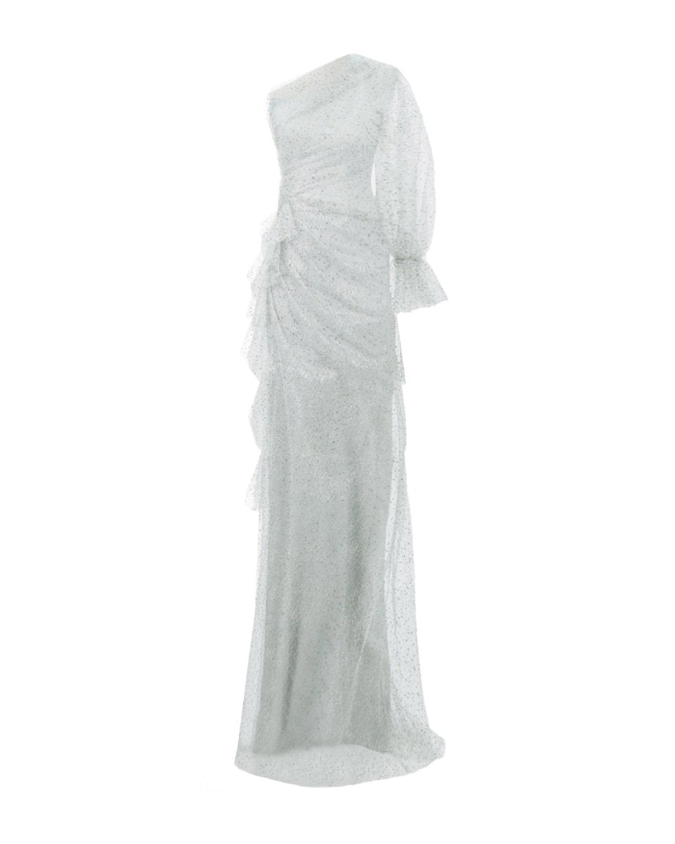 One Shoulder Dress With A Puffed Sleeve