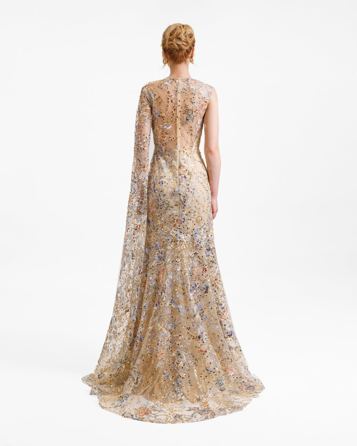 Beaded Dress with Floor Length Sleeve