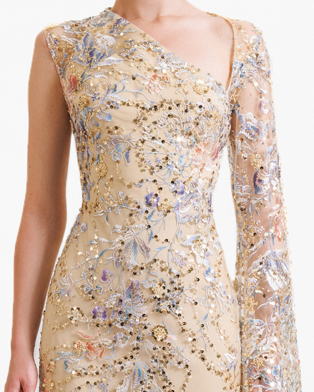 Beaded Dress with Floor Length Sleeve