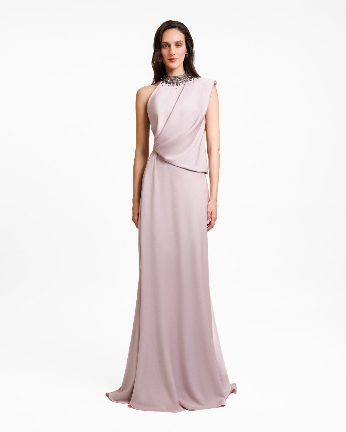 Asymmetrical Embellished Collar Dress