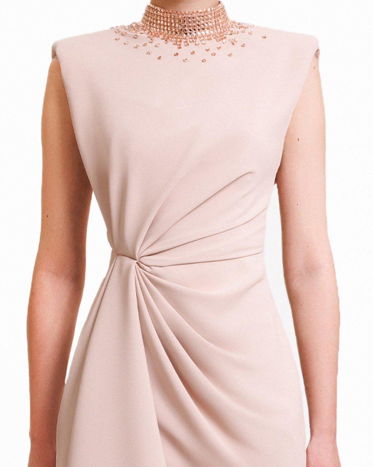 Stone-Embellished Collar Dress