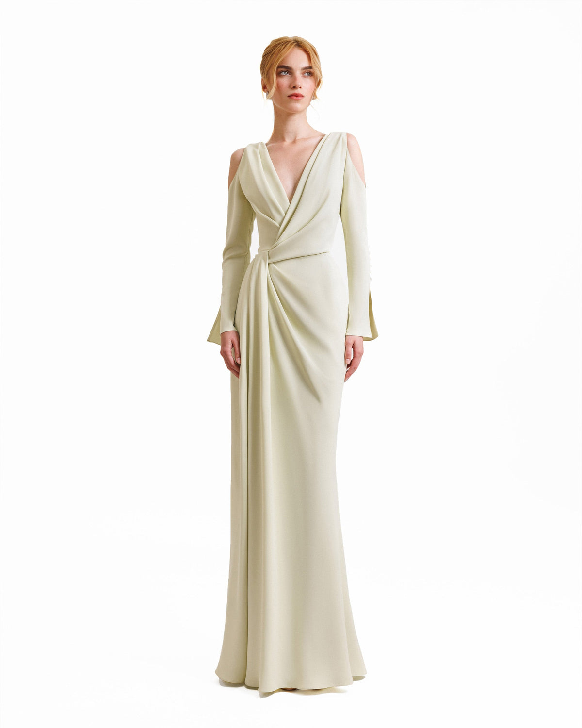 Draped Cut-Out Shoulder Dress
