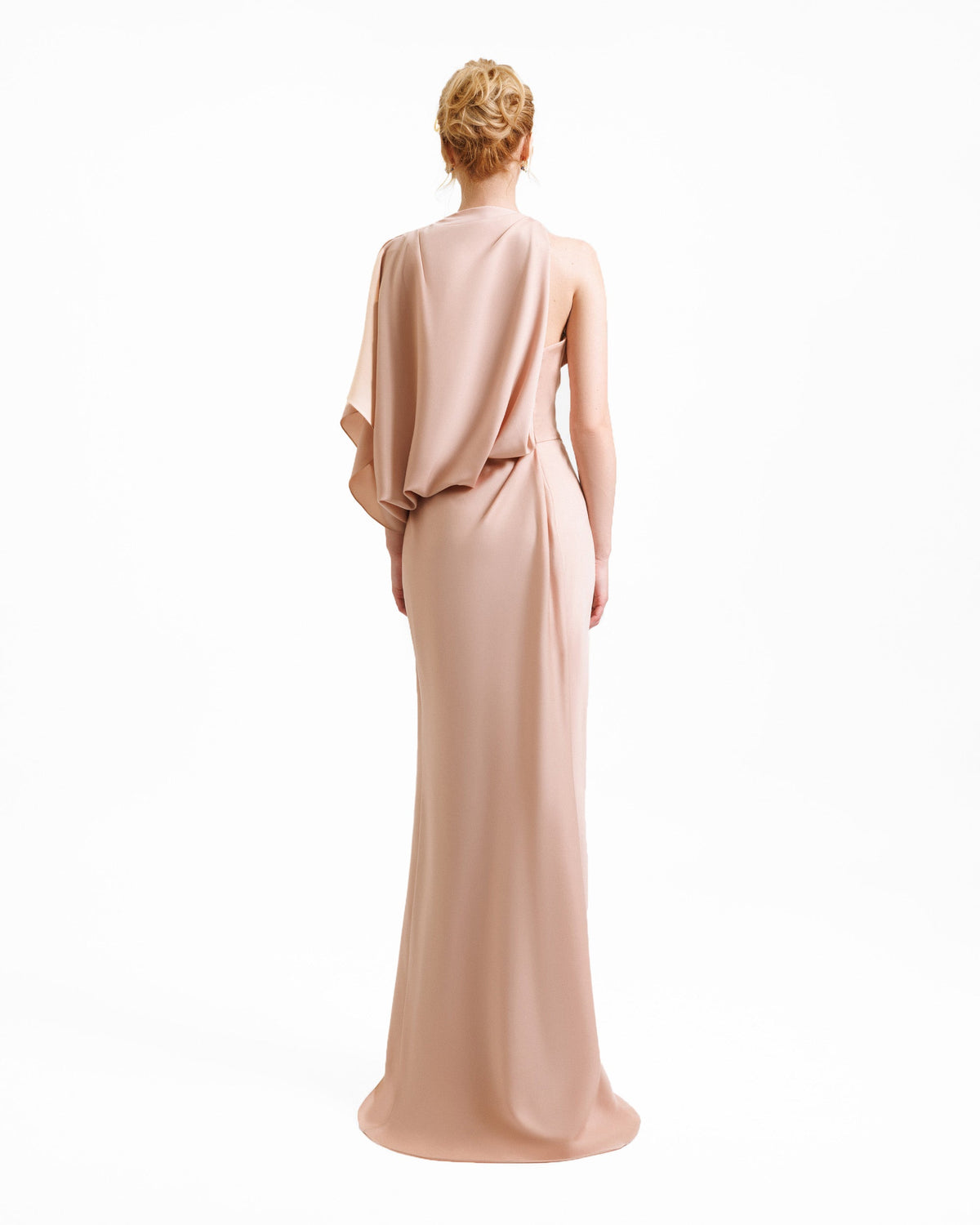 Asymmetrical Neckline Draped Dress