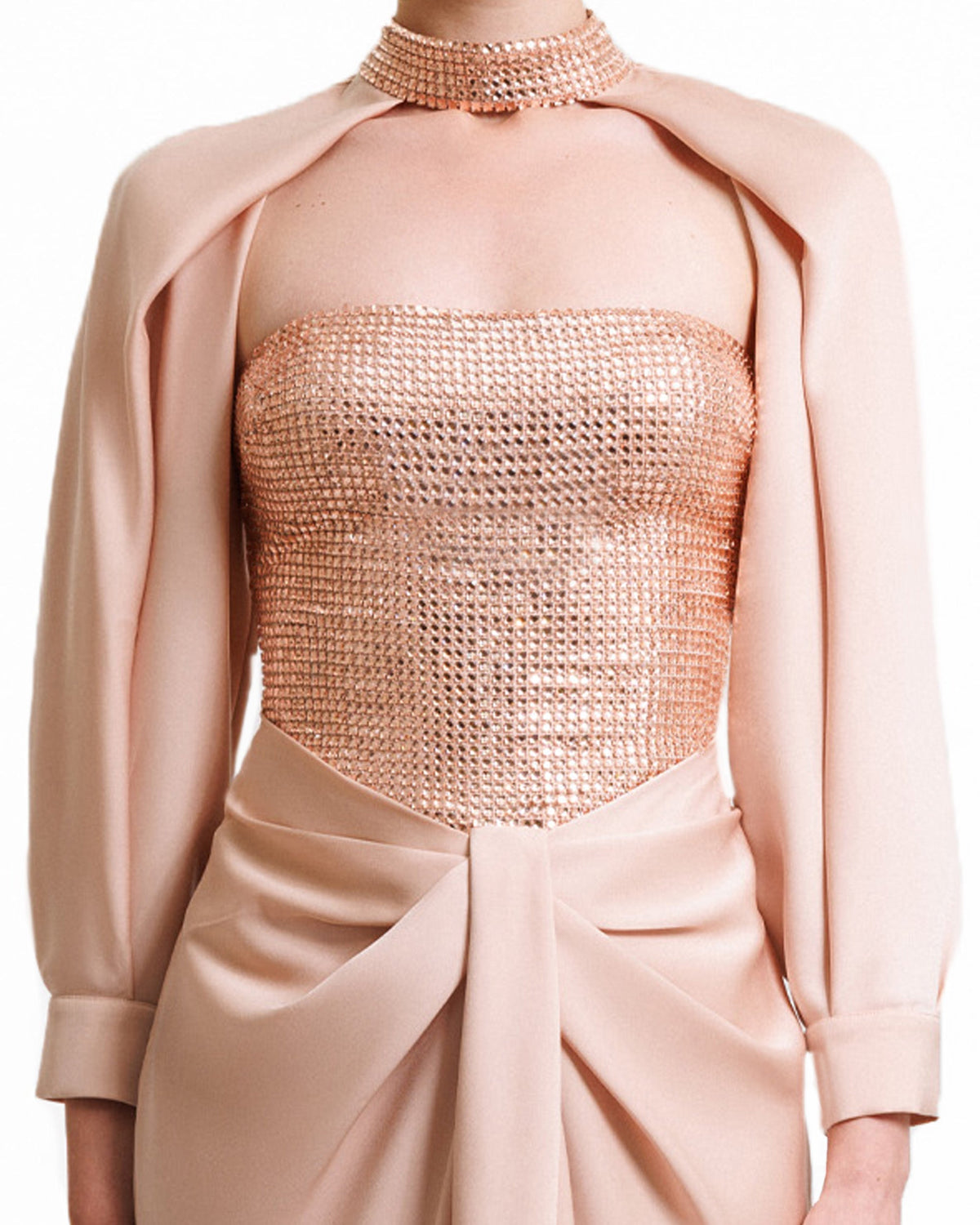 Strapless Long Dress with Bolero