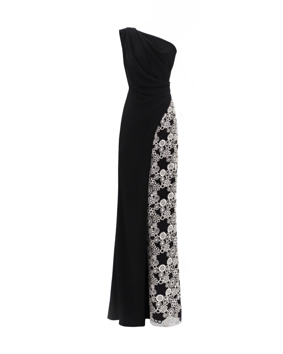 One-Shoulder Dress Embroided on The Side