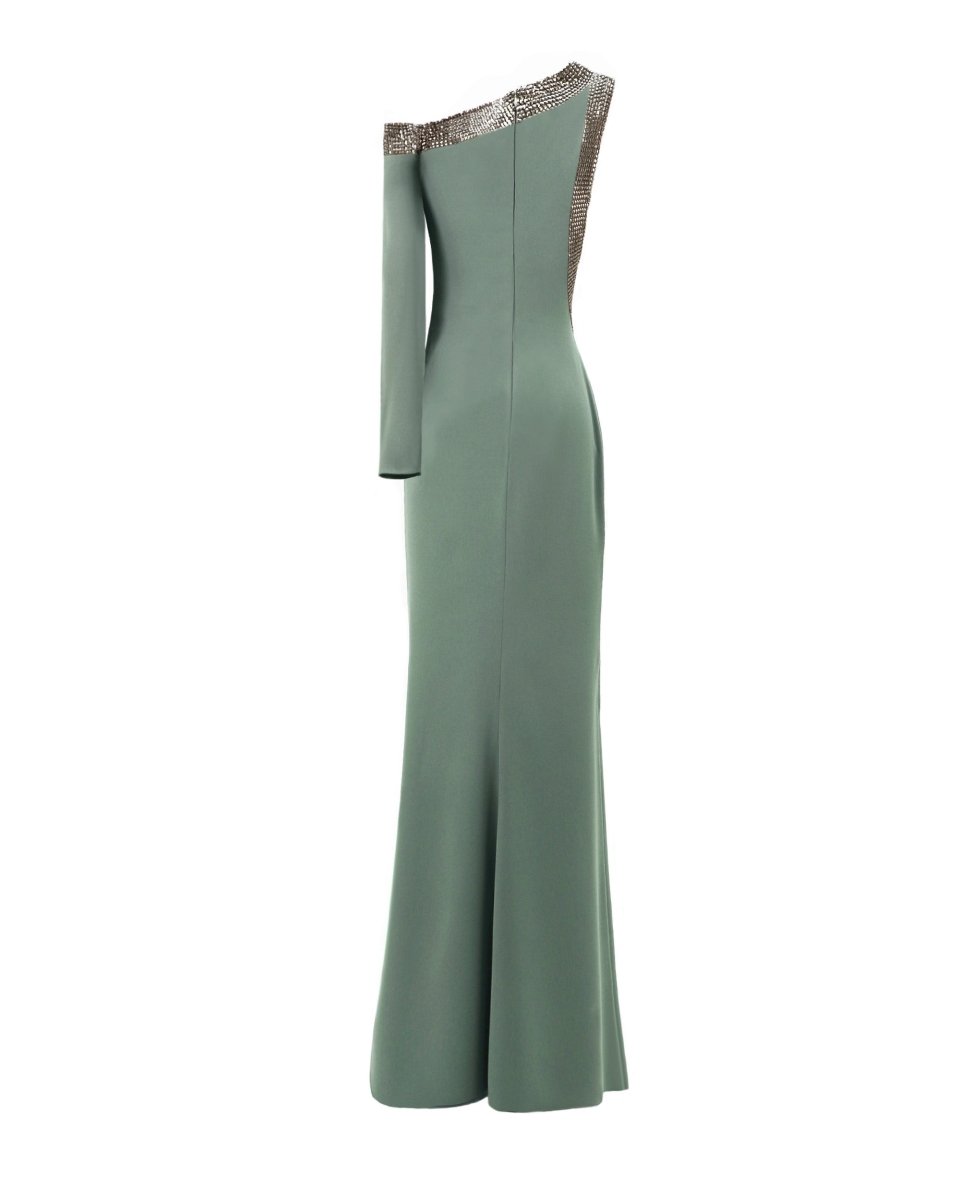 Embellished Asymmetrical Neckline Dress