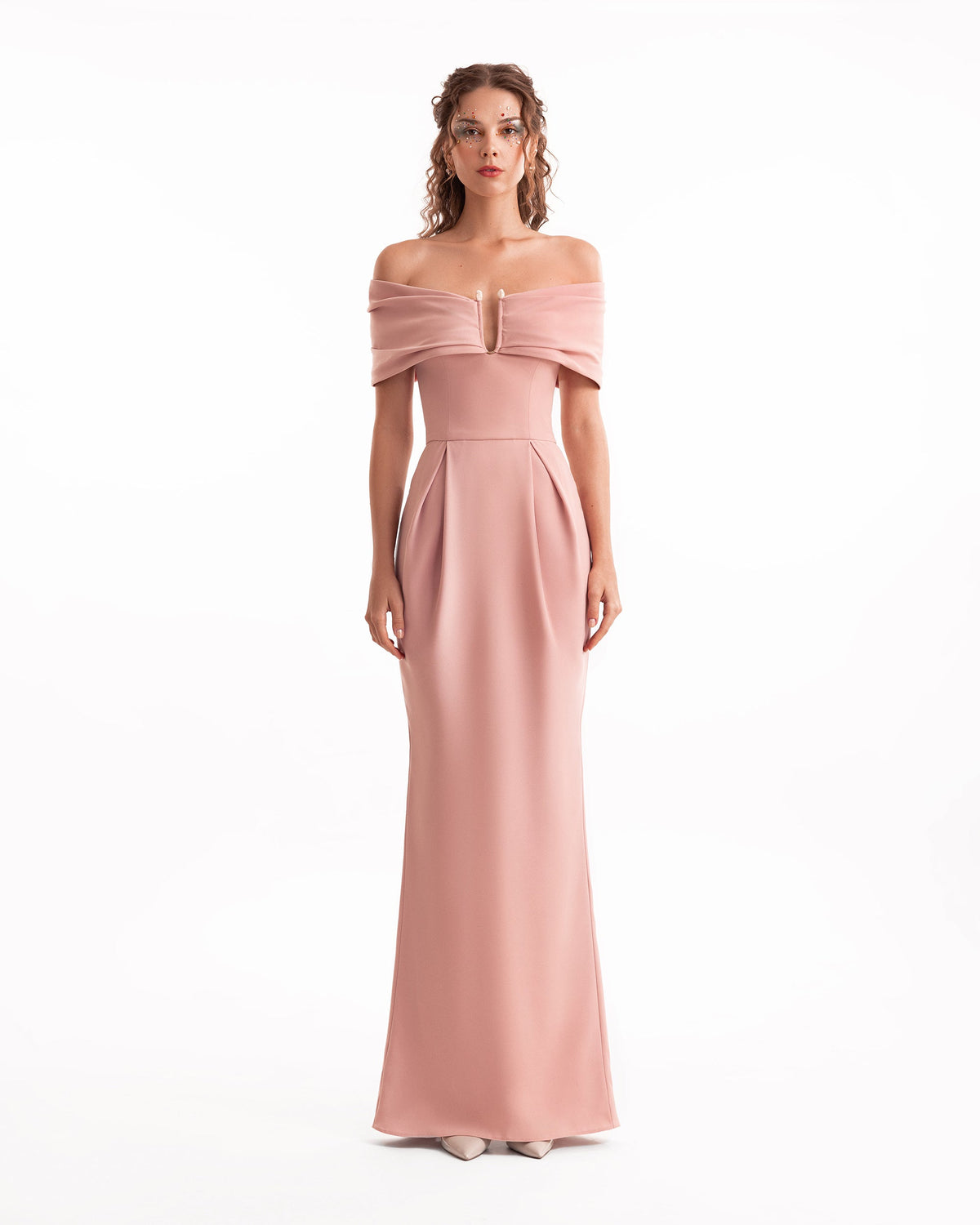 Beaded Buckle Off-Shoulder Dress