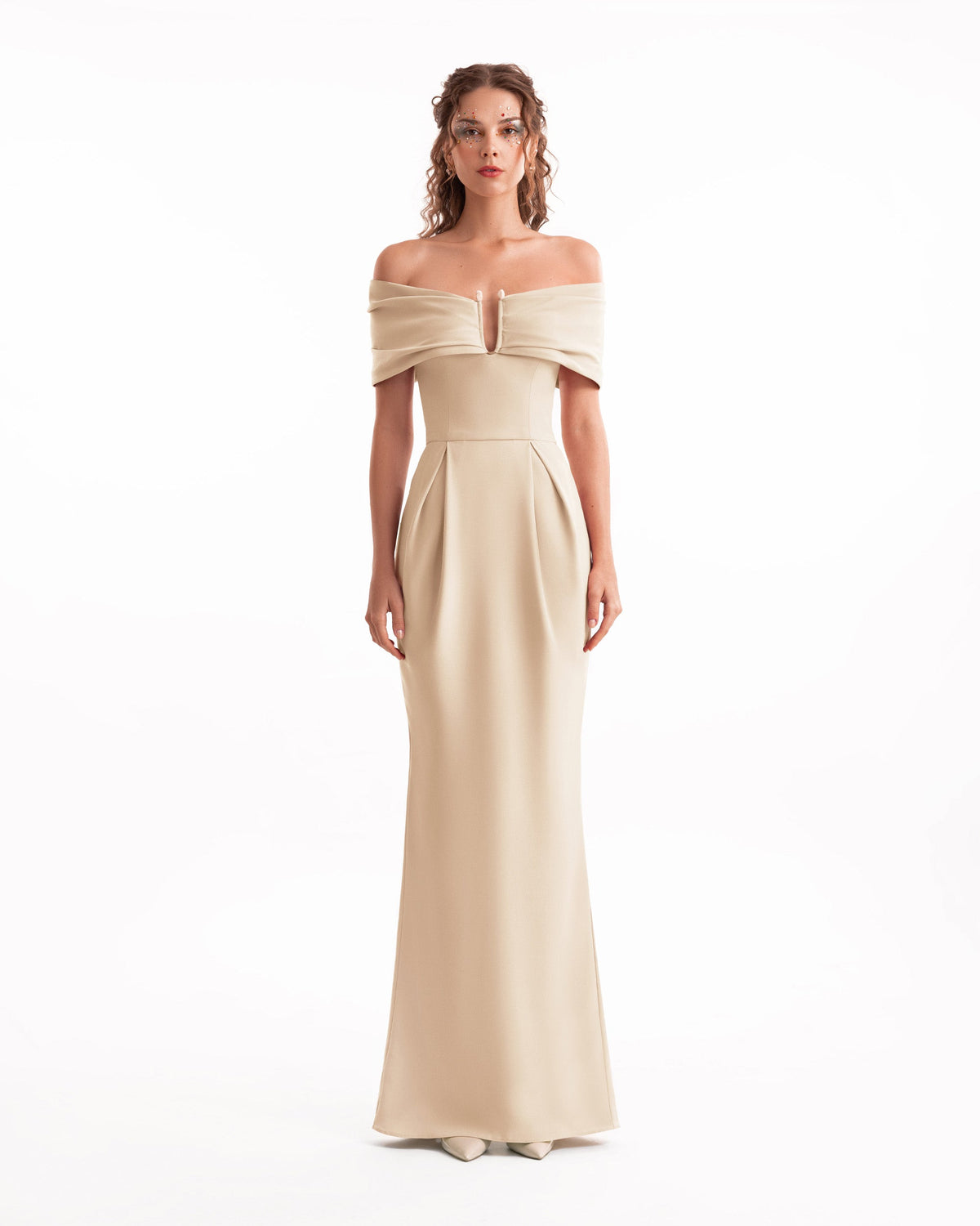 Beaded Buckle Off-Shoulder Dress