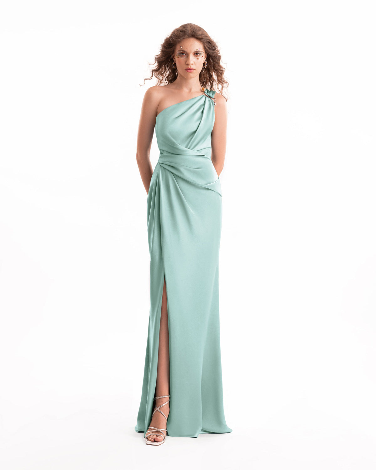 One-Shoulder Satin Dress