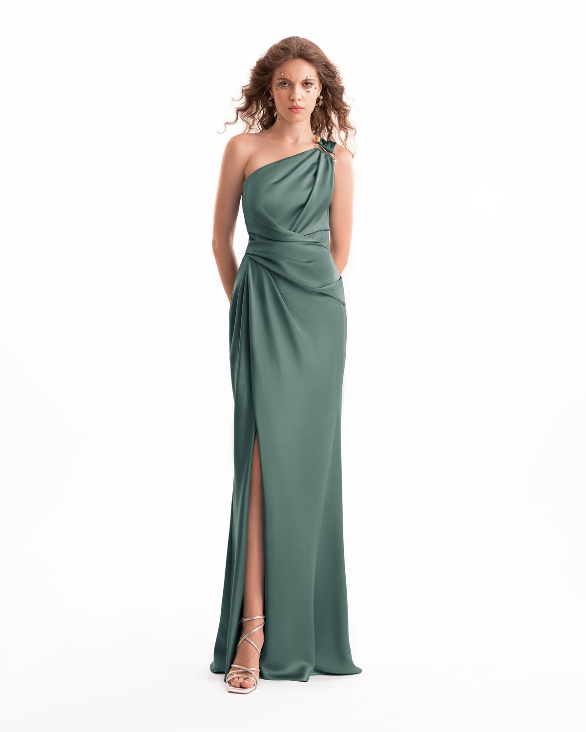 One-Shoulder Satin Dress
