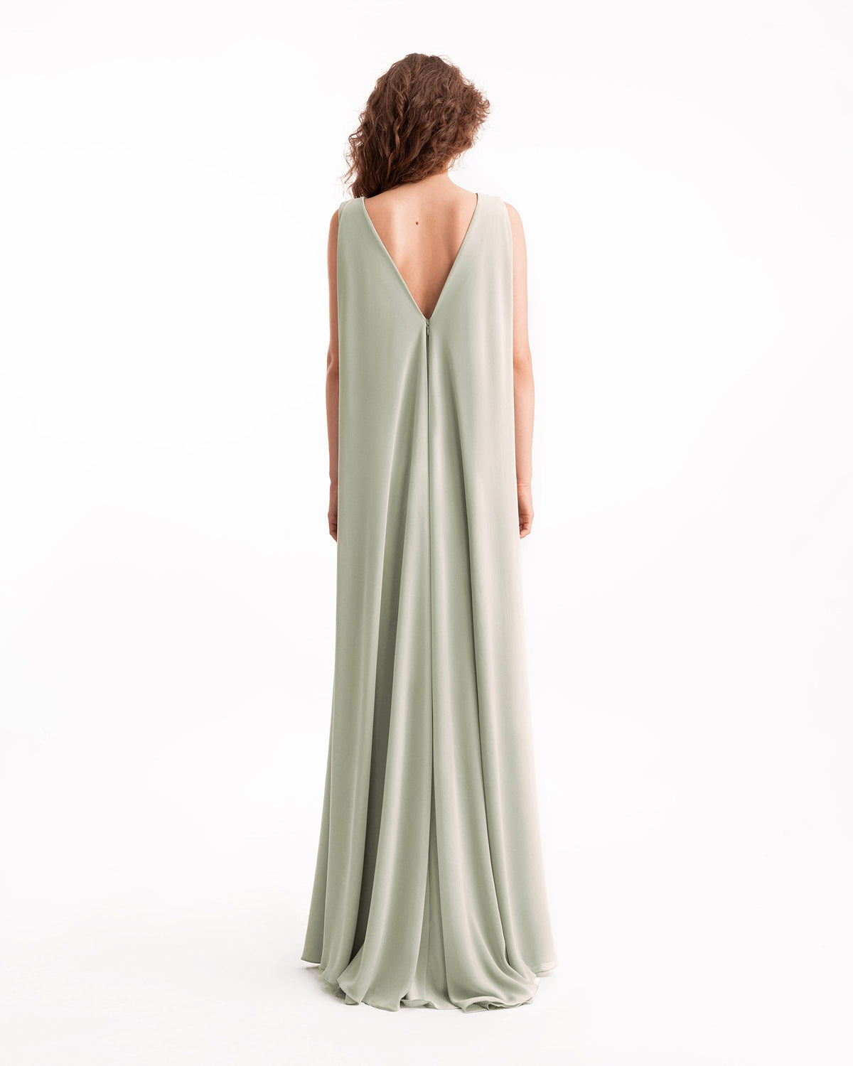 Draped Satin Dress with Knot Waist