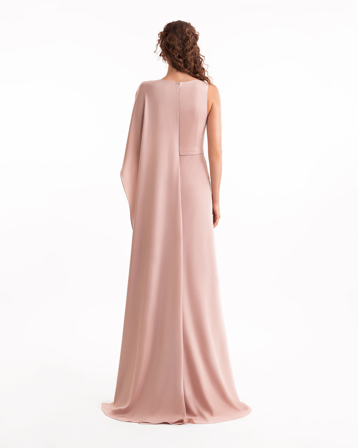 Asymmetrical Satin Cape Dress