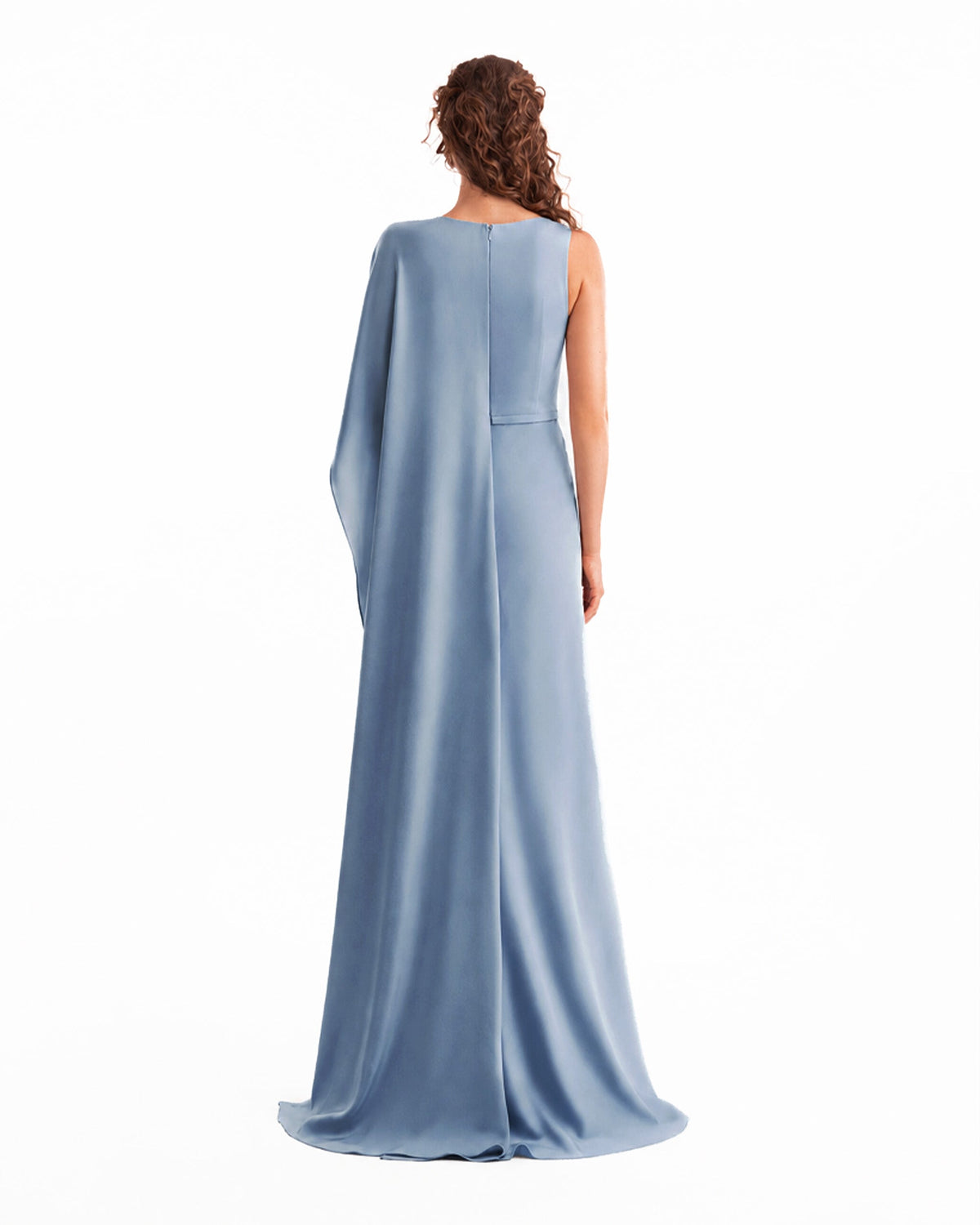 Asymmetrical Satin Cape Dress