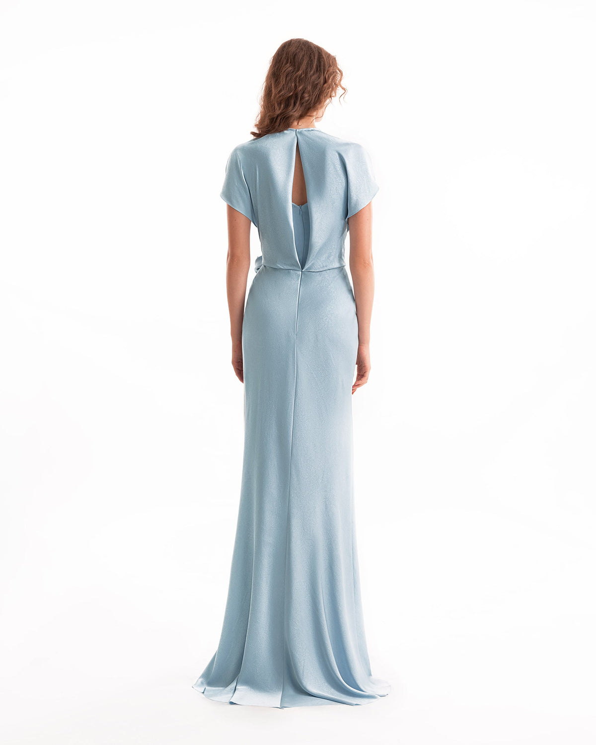 Draped V-Neck Dress with Flower Detail