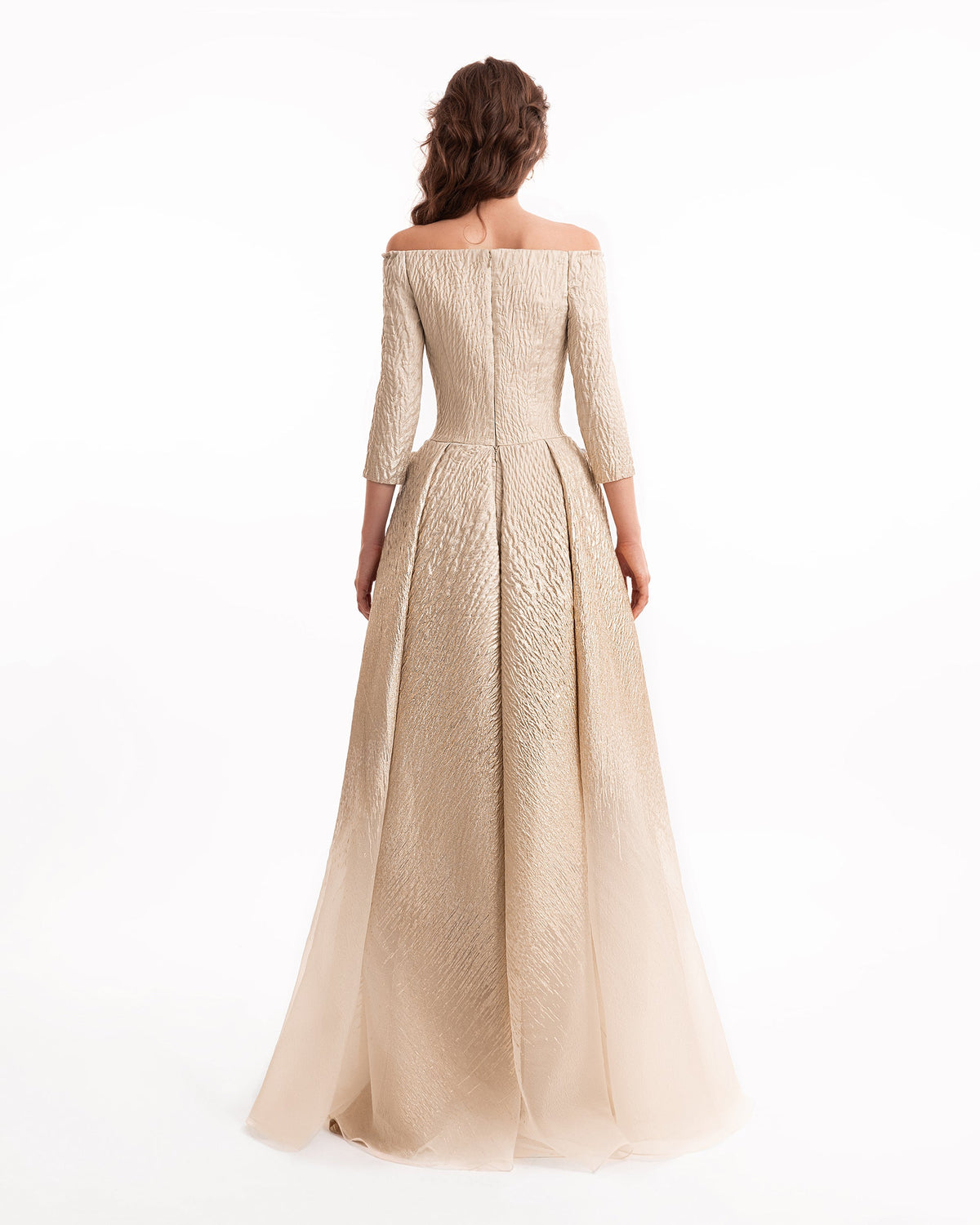 Ombré Off-Shoulder Jacquard Dress