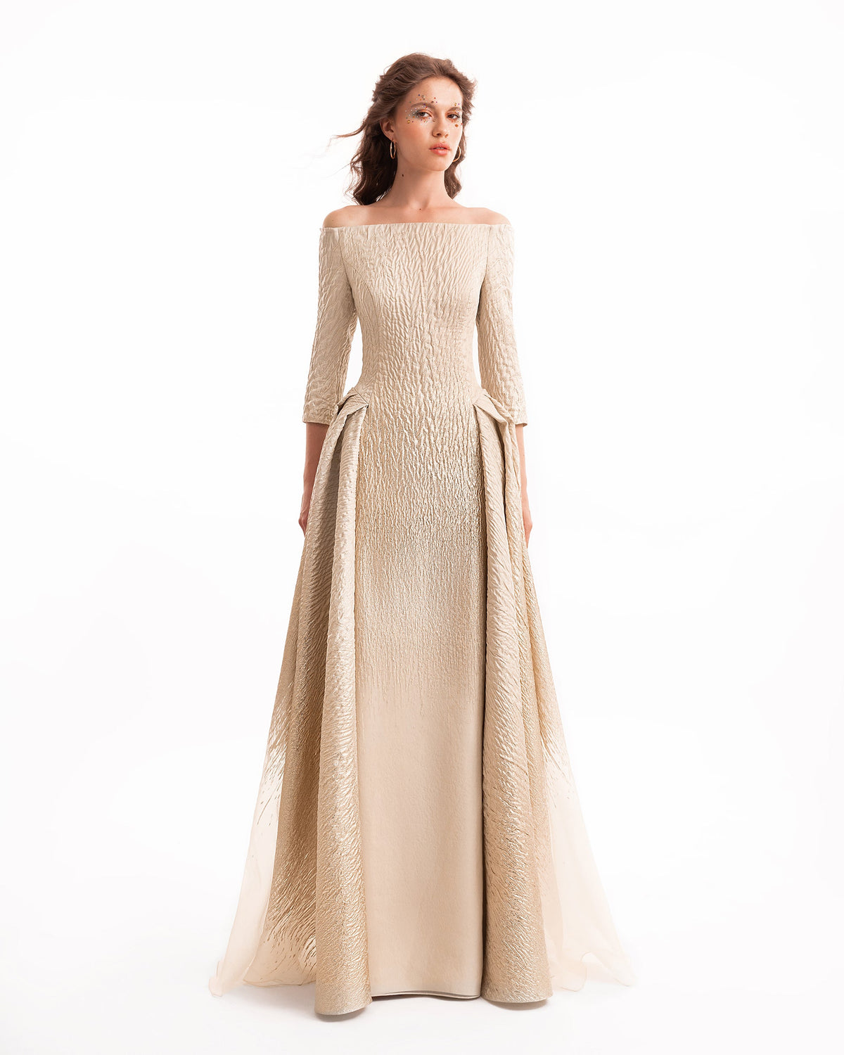 Ombré Off-Shoulder Jacquard Dress