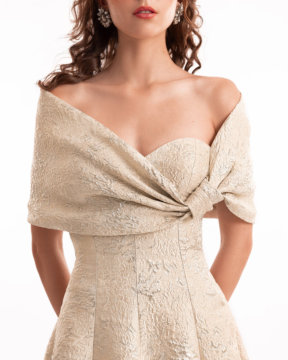 Sweetheart Off-Shoulder Jacquard Dress