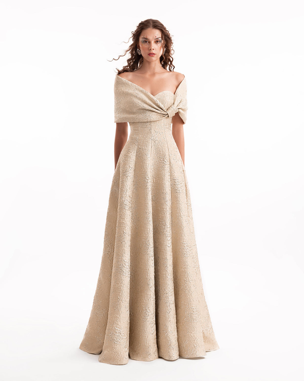 Sweetheart Off-Shoulder Jacquard Dress