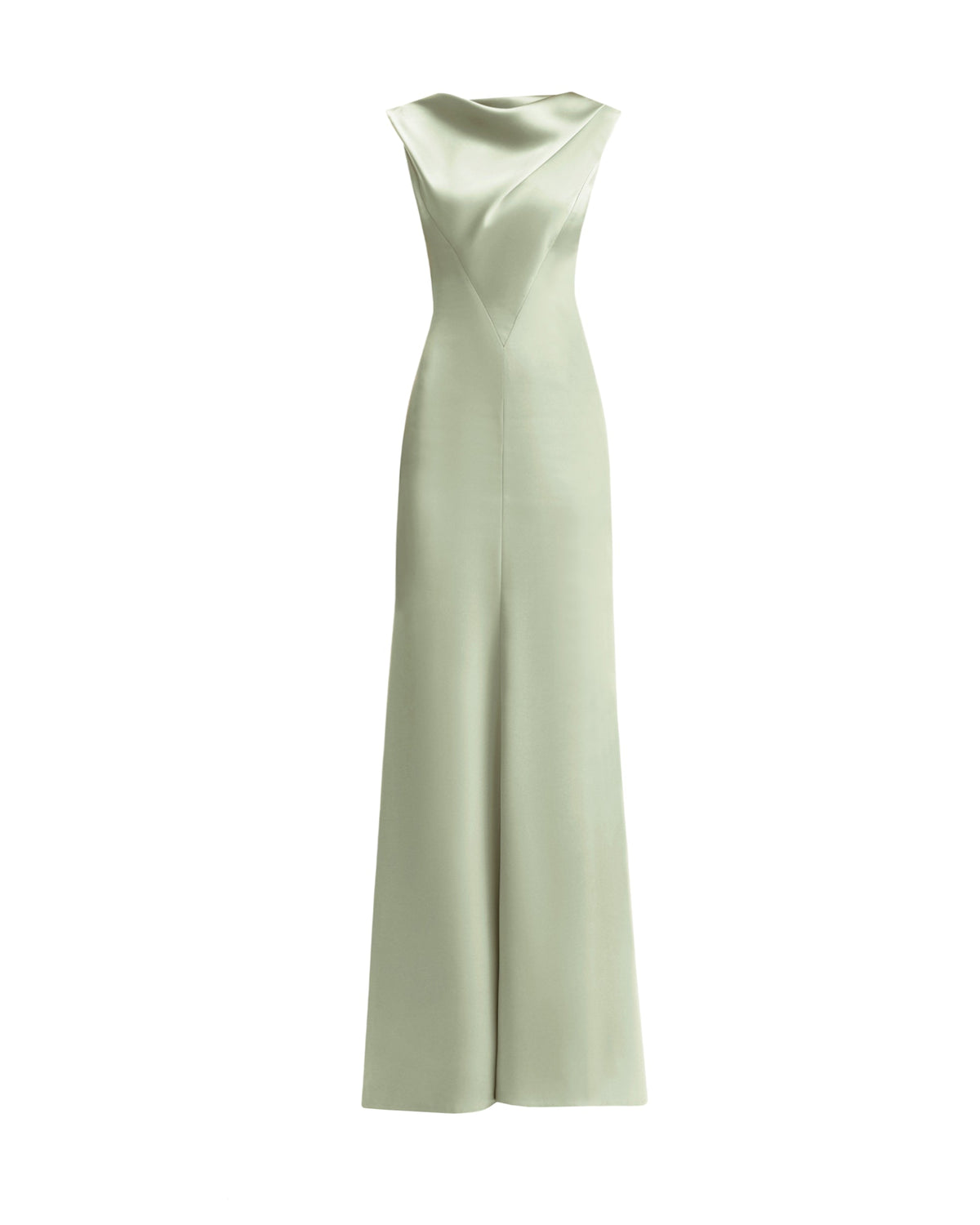 Draped Long Dress with V-Bodice