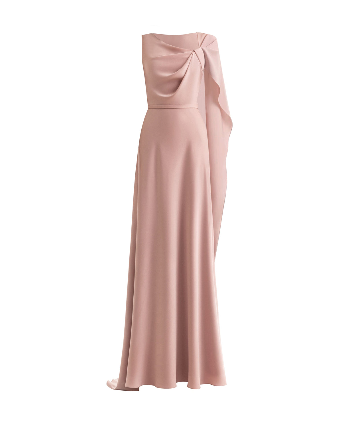 Asymmetrical Satin Cape Dress