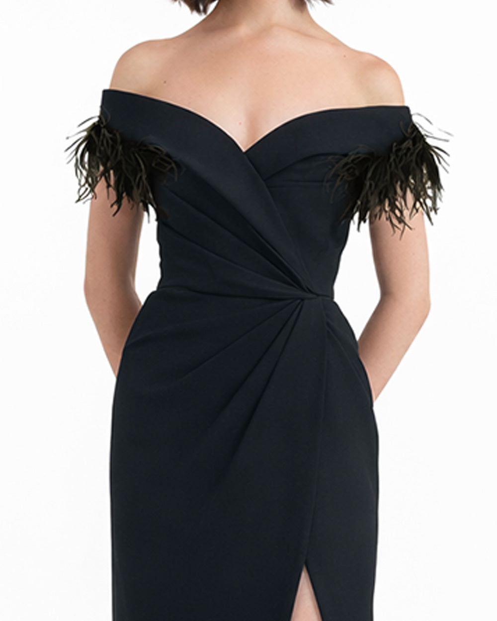 Slim Cut Dress With Feathers