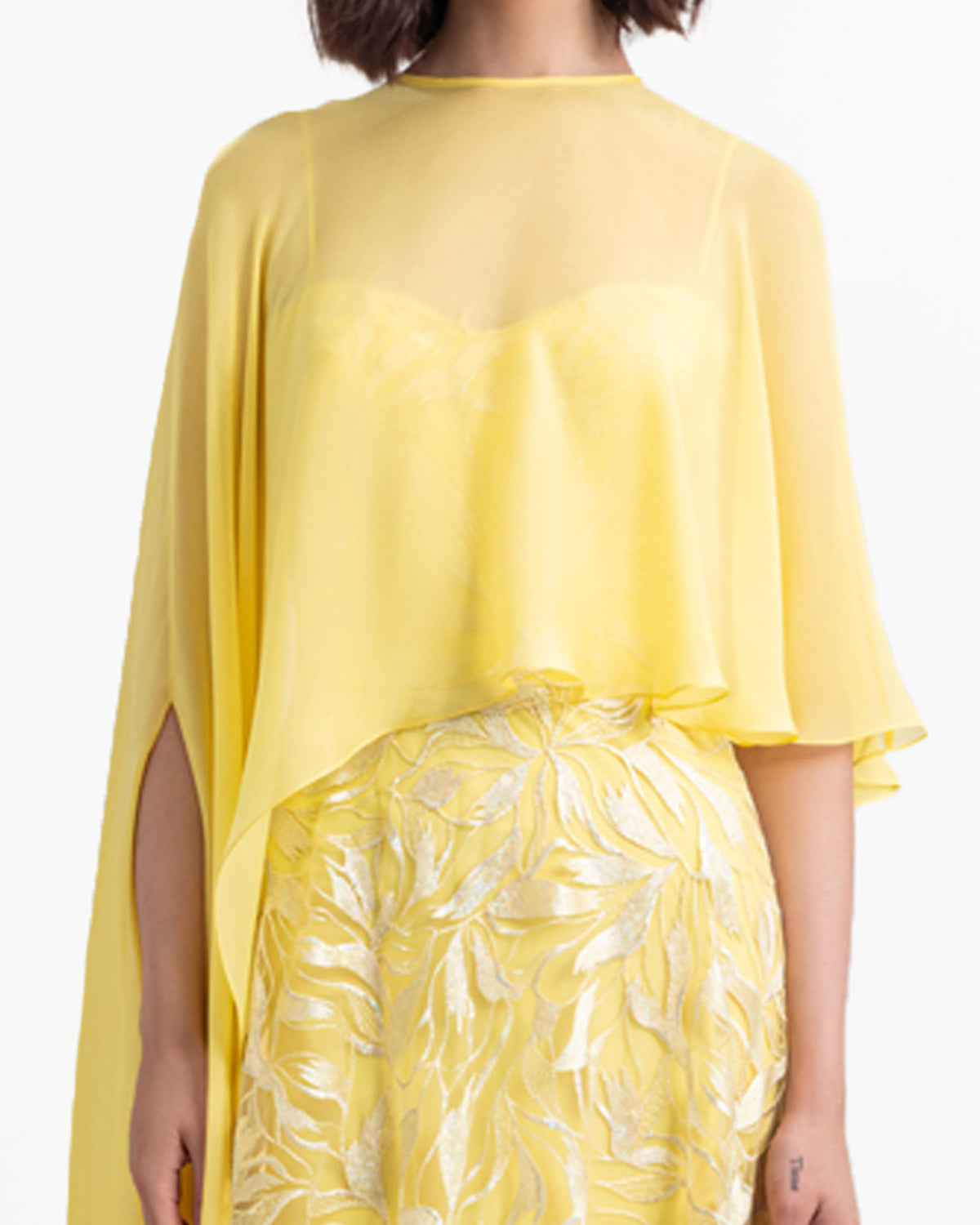 Long Dress With Chiffon Cape