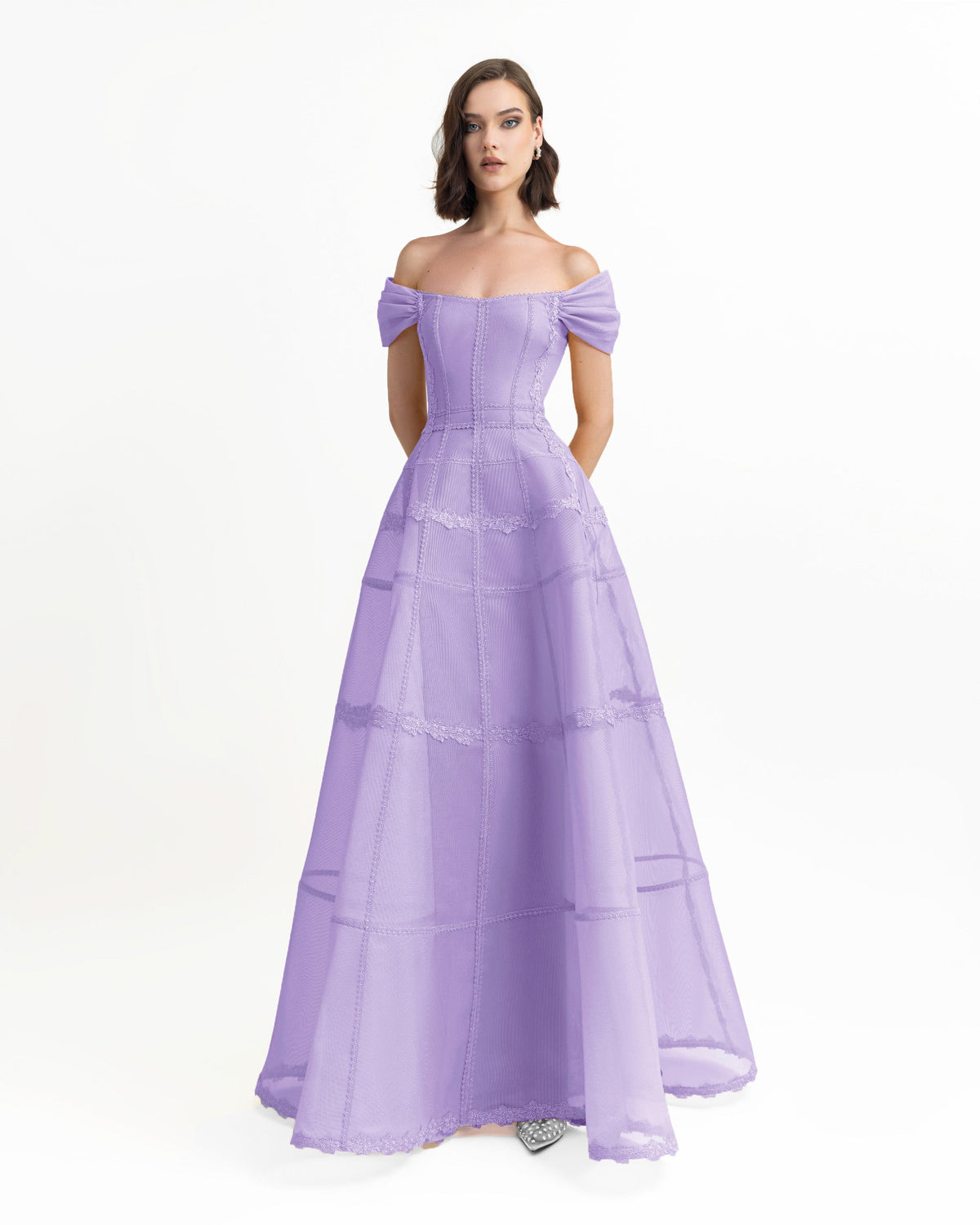 Lilac Mesh Long Dress