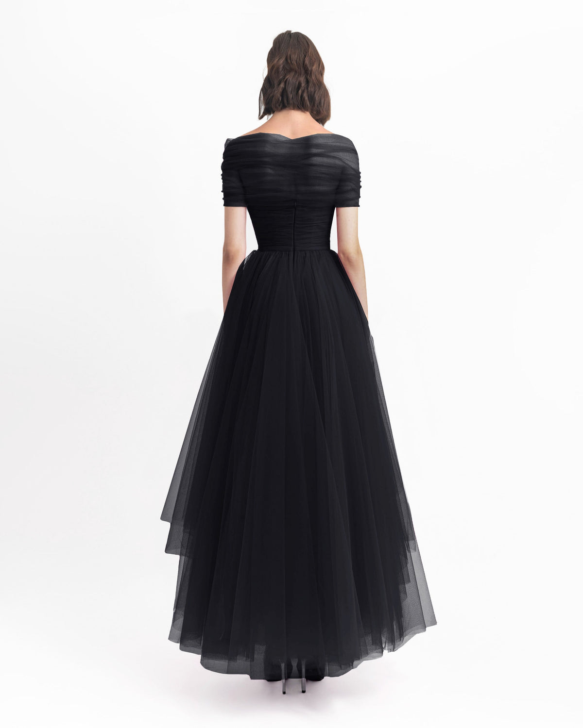 Asymmetrical Tulle Black Dress