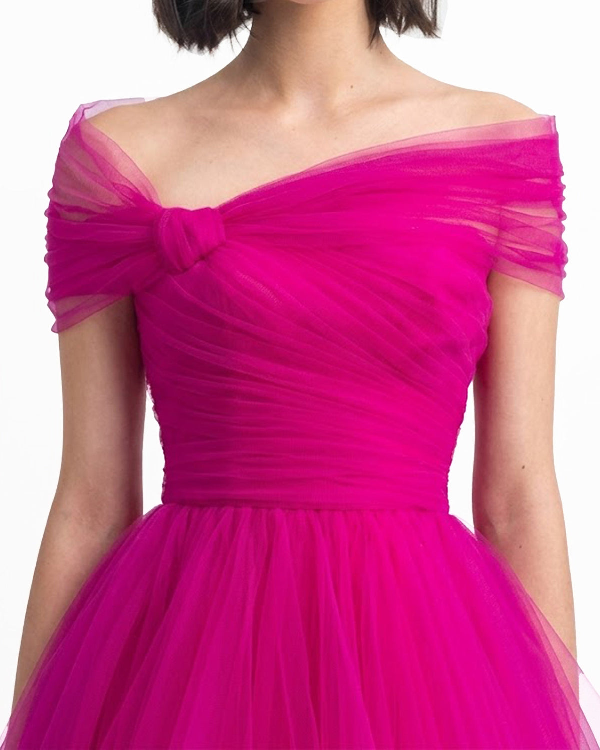 Asymmetrical Tulle Fuchsia Dress