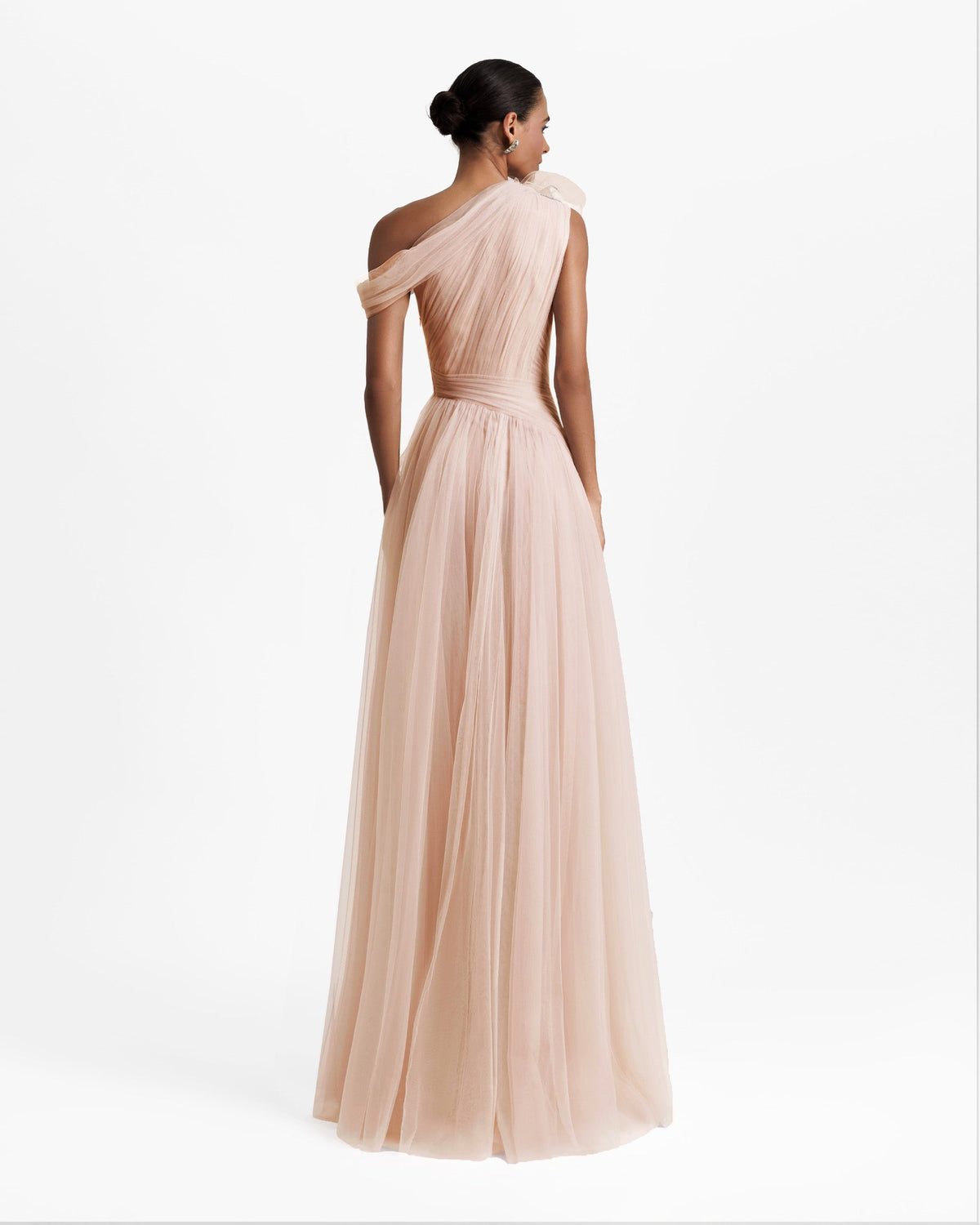 Blush Long Dress With Flower Design