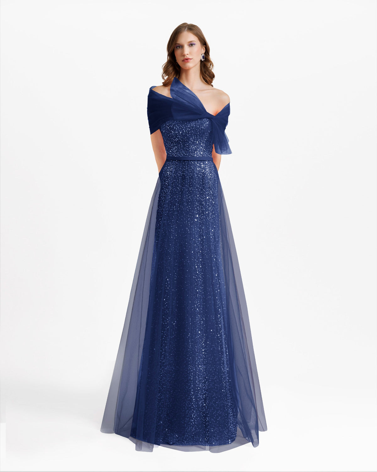 Dress Navy Blue With Bow Design