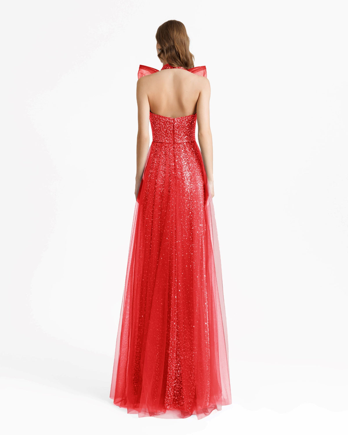 Bow Halter-Neckline Red Dress