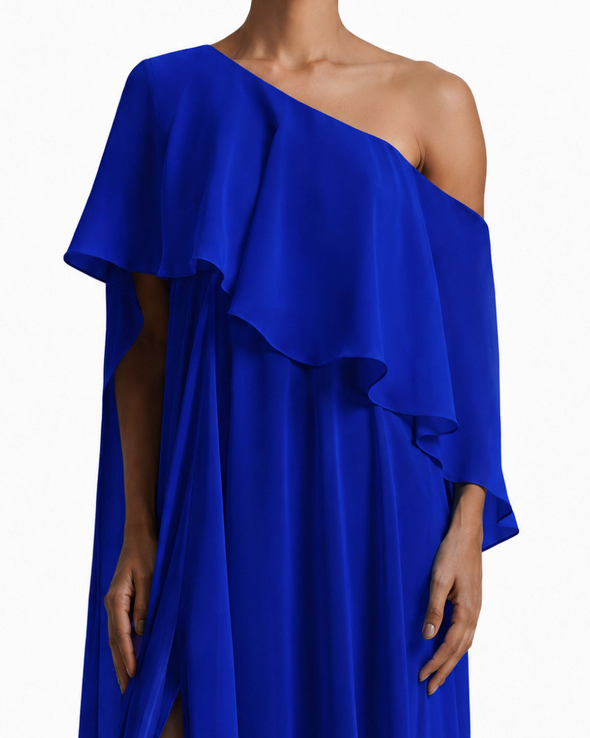 One-Shoulder White Dress with Ruffles