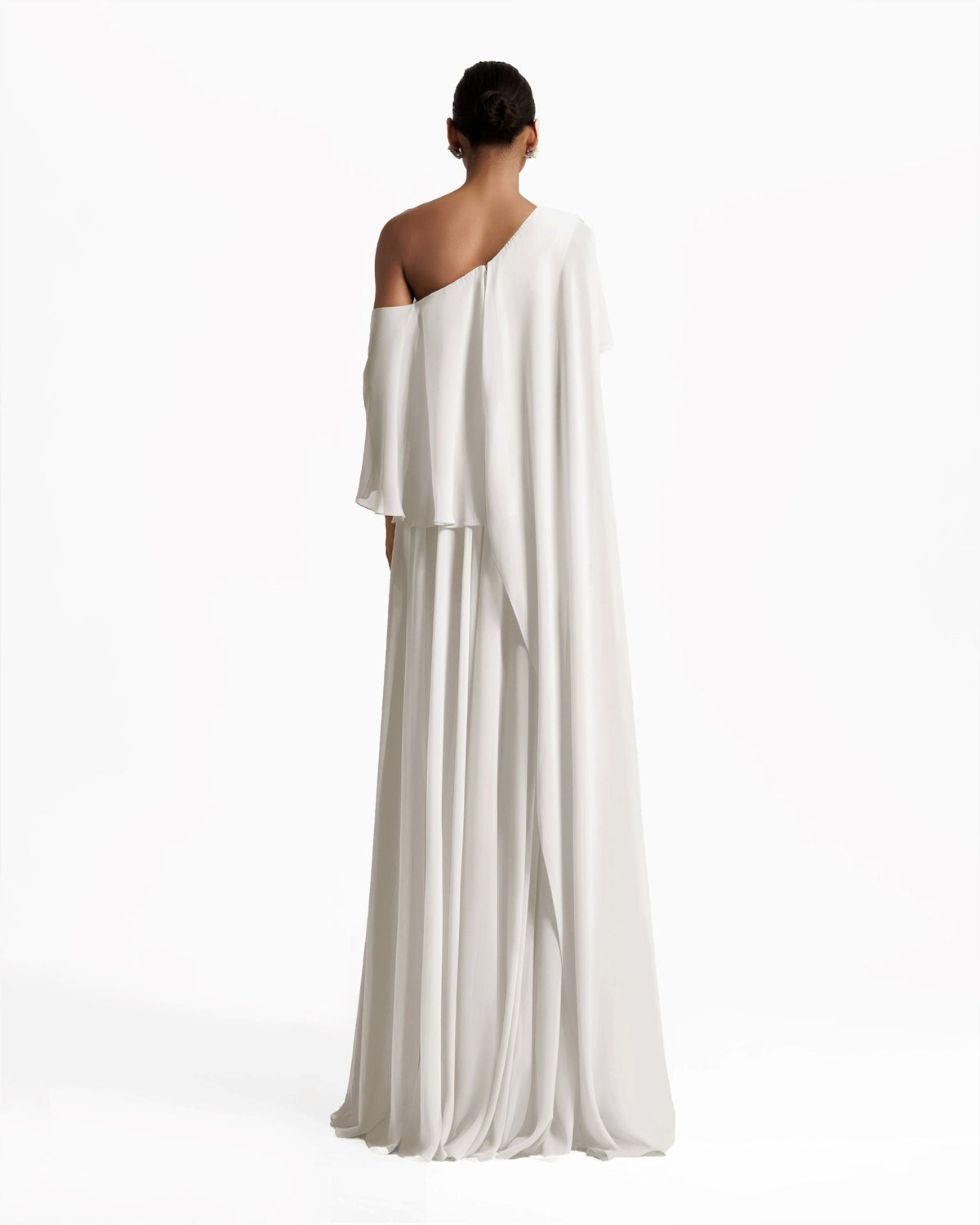 One-Shoulder White Dress with Ruffles