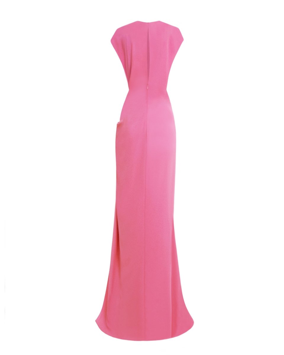 Loose Cut Candy Pink Dress With Drapings