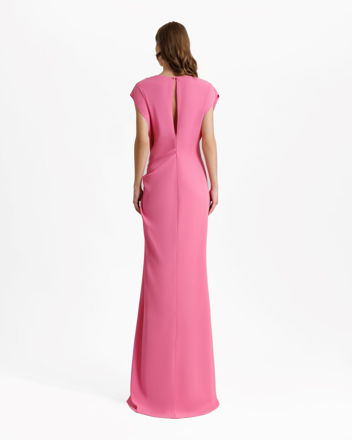 Loose Cut Candy Pink Dress With Drapings