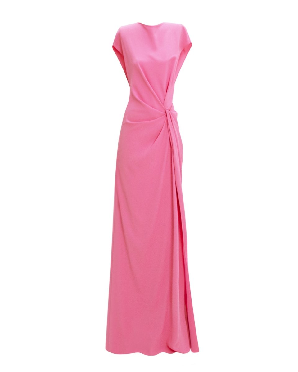 Loose Cut Candy Pink Dress With Drapings